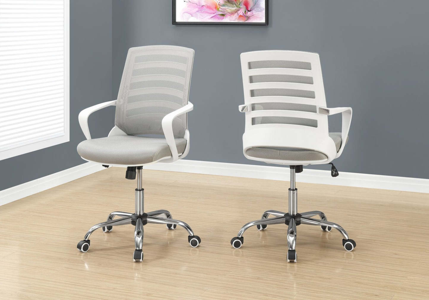 Felton 24 Office Chair - White with Grey Mesh|Chaise de bureau Felton de 24 po - blanche avec mailles grises