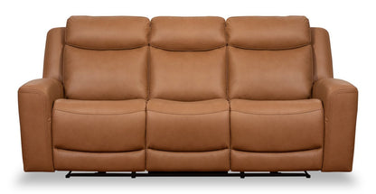 Sofa à inclinaison électrique Prescott de Scott Living de 88,5 po en cuir véritable avec appuie-têtes électriques - brun courge musquée