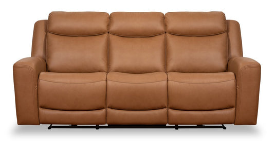 Sofa à inclinaison électrique Prescott de Scott Living de 88,5 po en cuir véritable avec appuie-têtes électriques - brun courge musquée