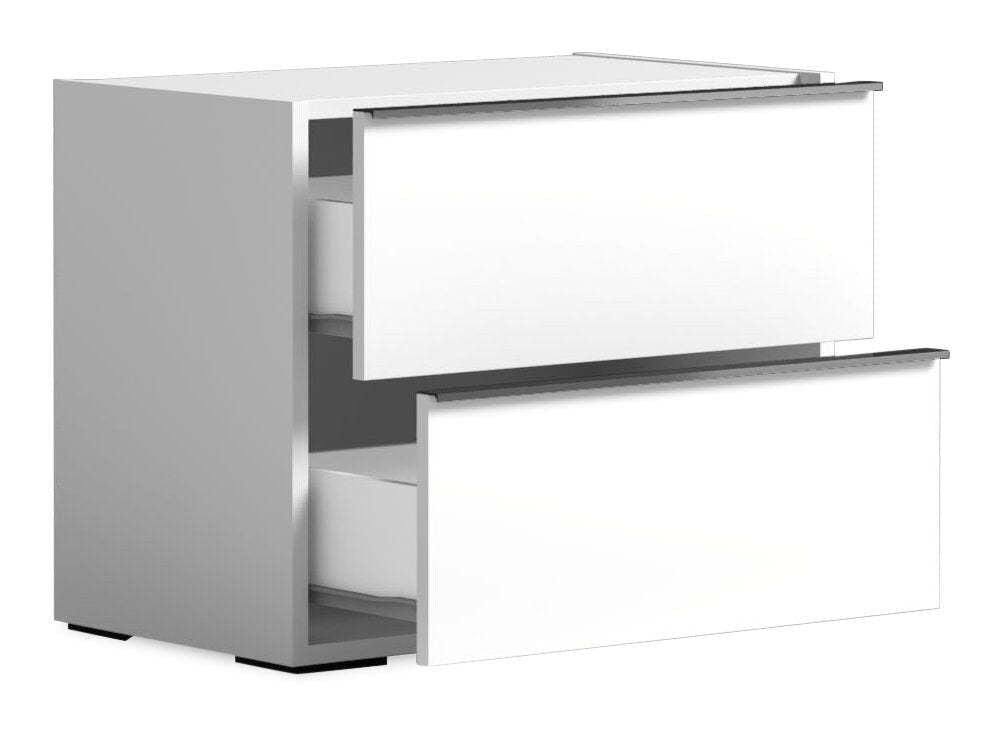 Table de nuit Raia à 2 tiroirs - Fabriquée en Italie, 24 L x 22 H, Moderne - Blanc | Table de nuit Raia à 2 tiroirs - fabriquée en Italie, 24 po (L) x 22 po (H), moderne - blanche