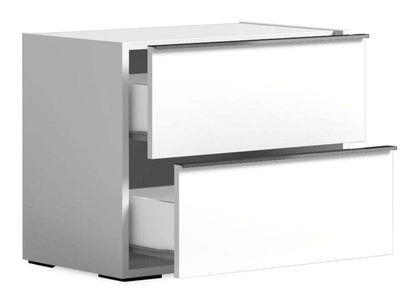 Table de nuit Raia à 2 tiroirs - Fabriquée en Italie, 24 L x 22 H, Moderne - Blanc | Table de nuit Raia à 2 tiroirs - fabriquée en Italie, 24 po (L) x 22 po (H), moderne - blanche