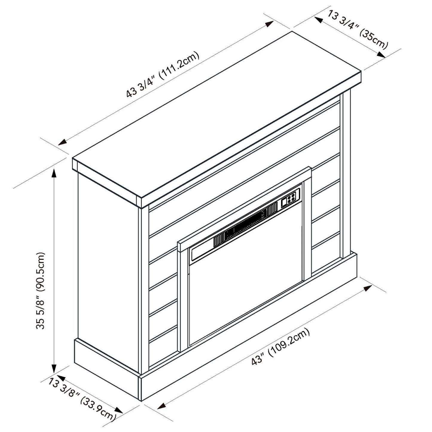 Foyer électrique moderne Mehgan 43.8 - Blanc et marron bicolore | Foyer électrique moderne Mehgan de 43,8 po - deux teintes, blanc et brun