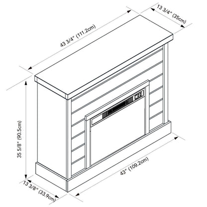 Foyer électrique moderne Mehgan 43.8 - Blanc et marron bicolore | Foyer électrique moderne Mehgan de 43,8 po - deux teintes, blanc et brun