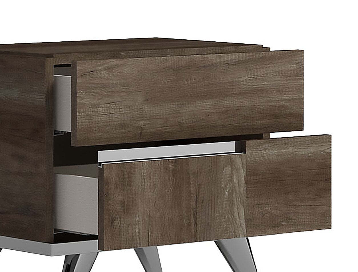 Table de nuit à 2 tiroirs Gino - Fabriquée en Italie, 24,8 L x 23,2 H, Moderne - Marron | Table de nuit Gino à 2 tiroirs - fabriquée en Italie, 24,8 po (L) x 23,2 po (H), moderne - brune