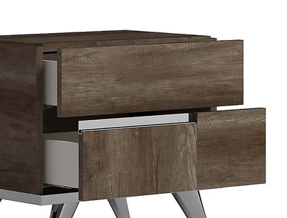 Table de nuit à 2 tiroirs Gino - Fabriquée en Italie, 24,8 L x 23,2 H, Moderne - Marron | Table de nuit Gino à 2 tiroirs - fabriquée en Italie, 24,8 po (L) x 23,2 po (H), moderne - brune