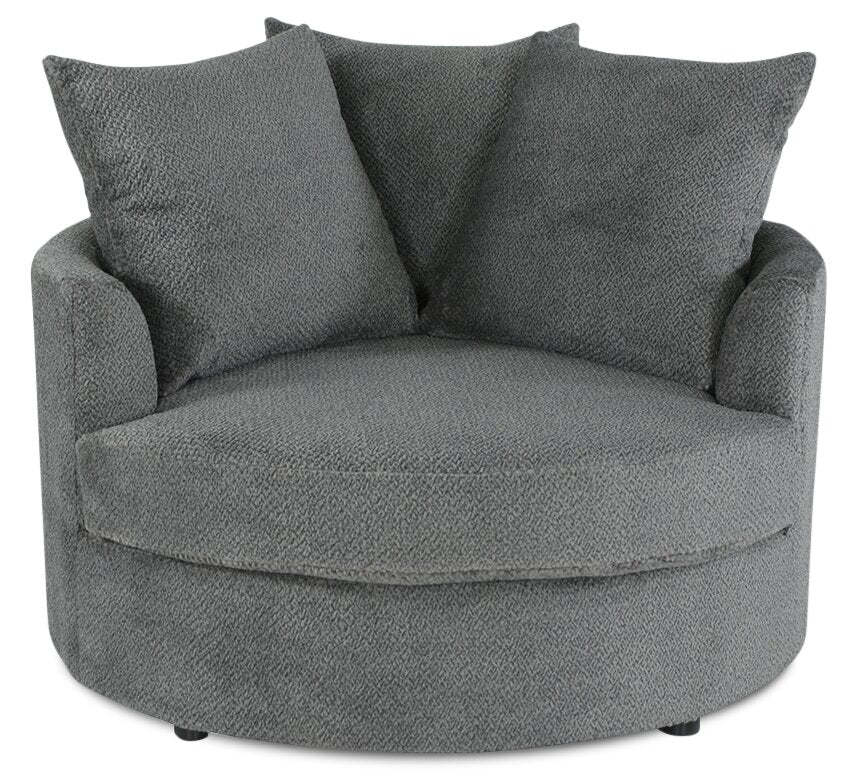 Fabriqué au Canada Fauteuil d'appoint câlin Grande 48 en tissu chenille - Teddy Nightfall Grey | Fauteuil d'appoint Cuddler Grande de 48 po fabriqué au Canada en tissu chenille - gris Teddy Nightfall
