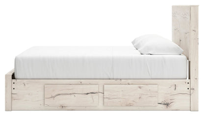 Lit de rangement Derekson blanc rustique avec 2 tiroirs latéraux intégrés - format très grand lit | Derekson Storage Bed with 2 Built-In Side Drawers, Rustic White - King Size