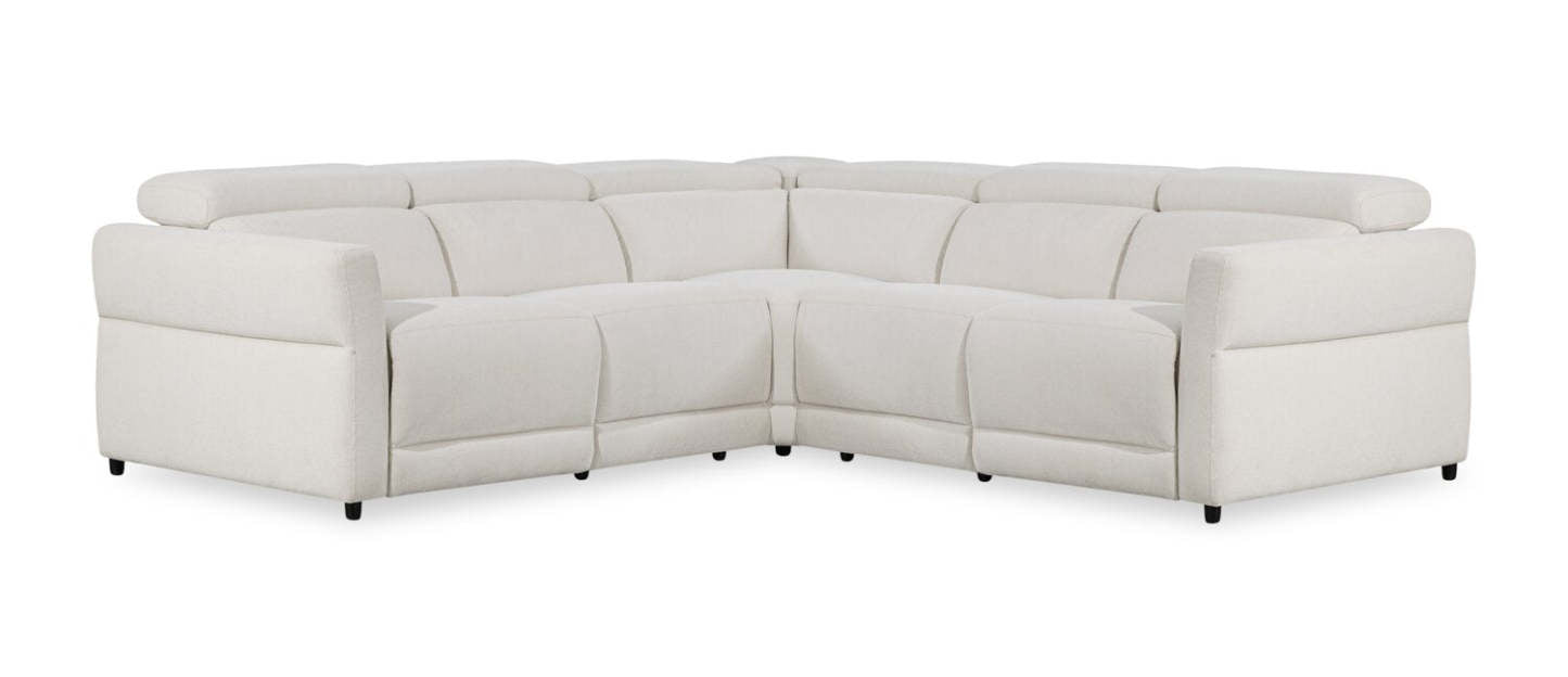 Sofa sectionnel à inclinaison électrique Aspen de Cindy Crawford Home 3 pièces avec appuie-têtes réglables et port USB - albâtre