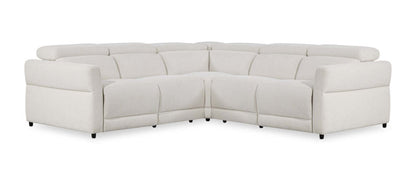 Sofa sectionnel à inclinaison électrique Aspen de Cindy Crawford Home 3 pièces avec appuie-têtes réglables et port USB - albâtre