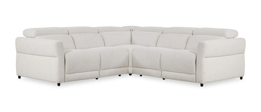 Sofa sectionnel à inclinaison électrique Aspen de Cindy Crawford Home 3 pièces avec appuie-têtes réglables et port USB - albâtre