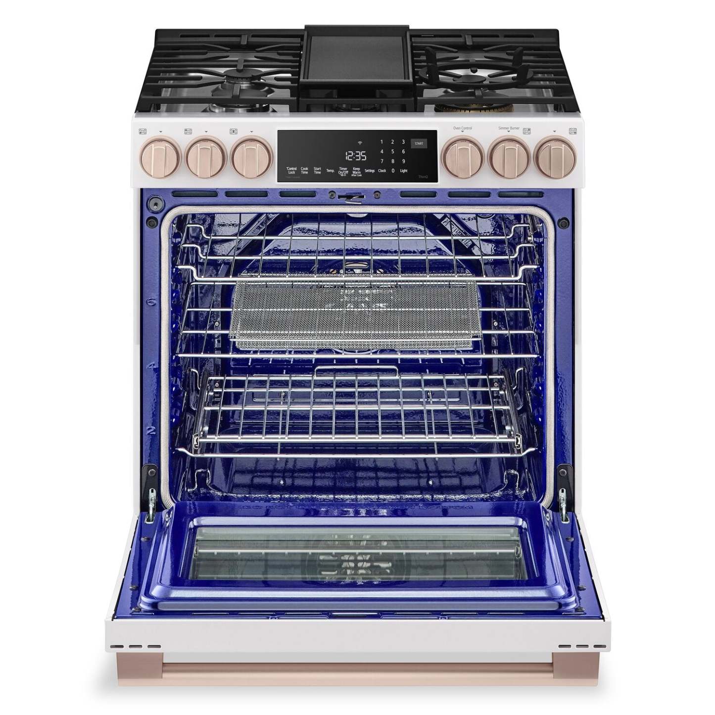 LG Studio 6,3 pi3 Cuisinière à gaz intelligente InstaViewMD avec friture à air - essence blanche - LSGS6338N | Cuisinière à gaz intelligente LG Studio de 6,3 pi3 avec hublot InstaViewMD et friture à air - essence blanche - LSGS6338N | LSGS6338