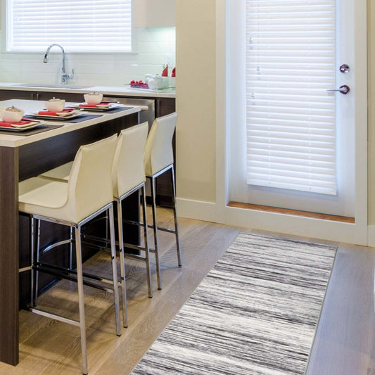 Tapis de couloir lavable Ceren gris – 2' x 7' | Tapis longue Ceren grise lavable - 2 pi x 7 pi