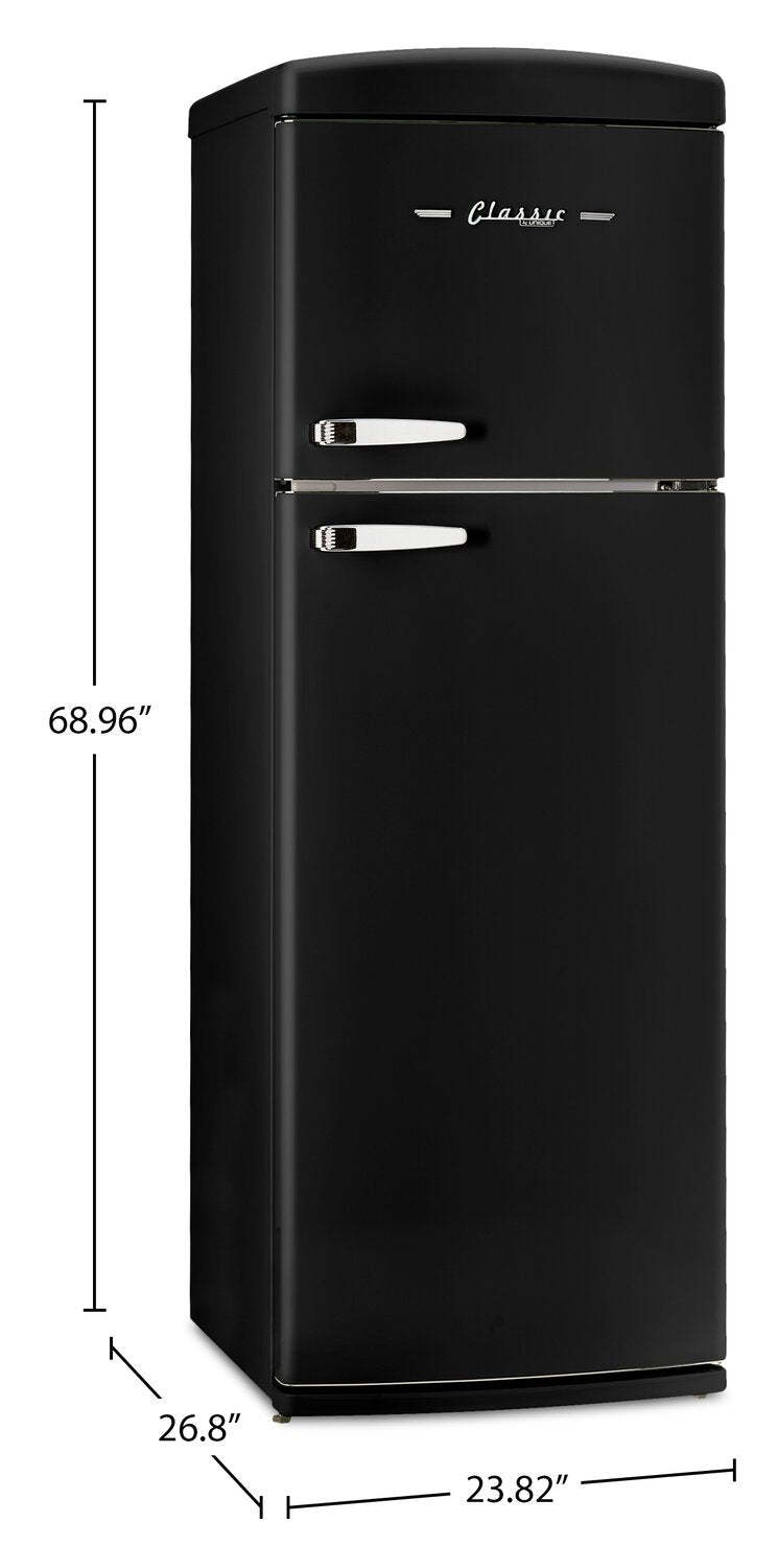 Réfrigérateur Classic Rétro d’Unique de 24 po et de 11 pi3 à congélateur supérieur - noir mat - UNQ-310L MB TM
