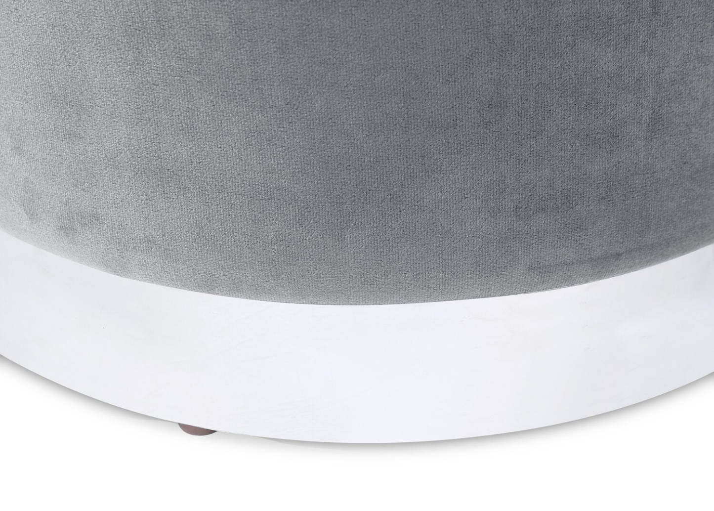 Phebe 16.5 Storage Ottoman with Silver Trim Base - Grey|Pouf de rangement Phebe de 16,5 po avec base à bordures argentée - gris