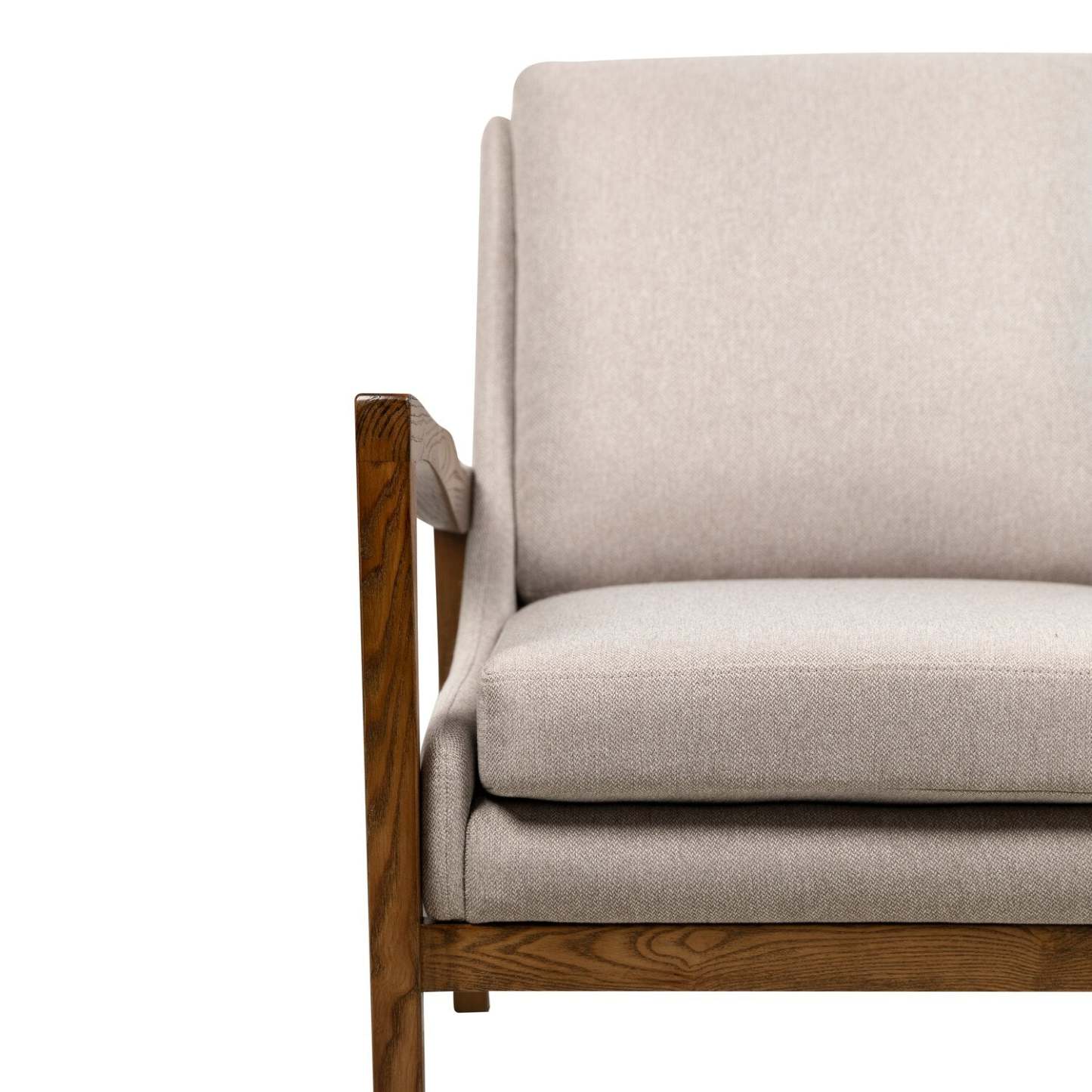 Echo 27,95 Chaise d'appoint en tissu avec accoudoirs et pieds en bois - Beige | Fauteuil d'appoint Echo 27,95 po en tissu avec accoudoirs et pattes en bois - beige