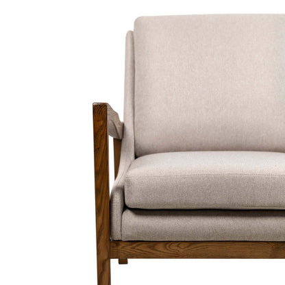 Echo 27,95 Chaise d'appoint en tissu avec accoudoirs et pieds en bois - Beige | Fauteuil d'appoint Echo 27,95 po en tissu avec accoudoirs et pattes en bois - beige