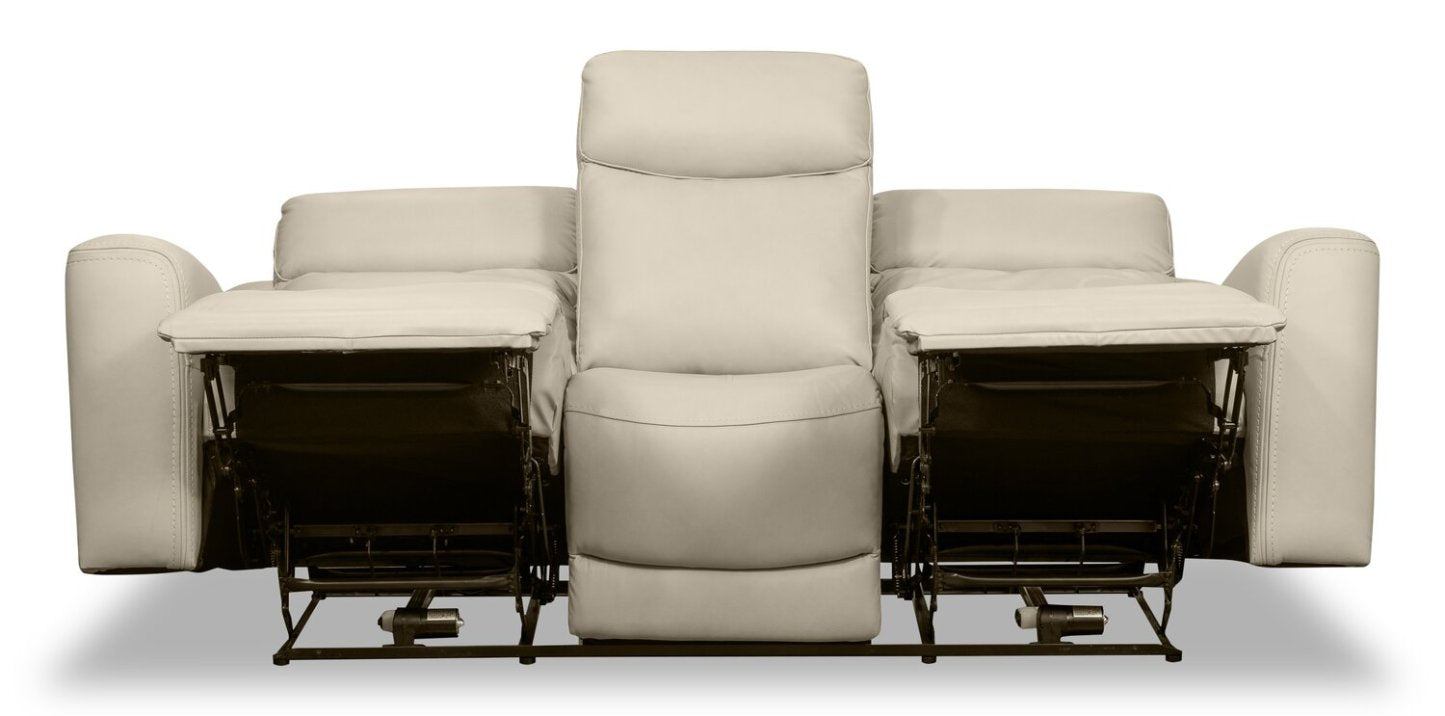 Sofa à inclinaison électrique Prescott de Scott Living de 88,5 po en cuir véritable avec appuie-têtes électriques - gris platine