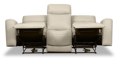 Sofa à inclinaison électrique Prescott de Scott Living de 88,5 po en cuir véritable avec appuie-têtes électriques - gris platine