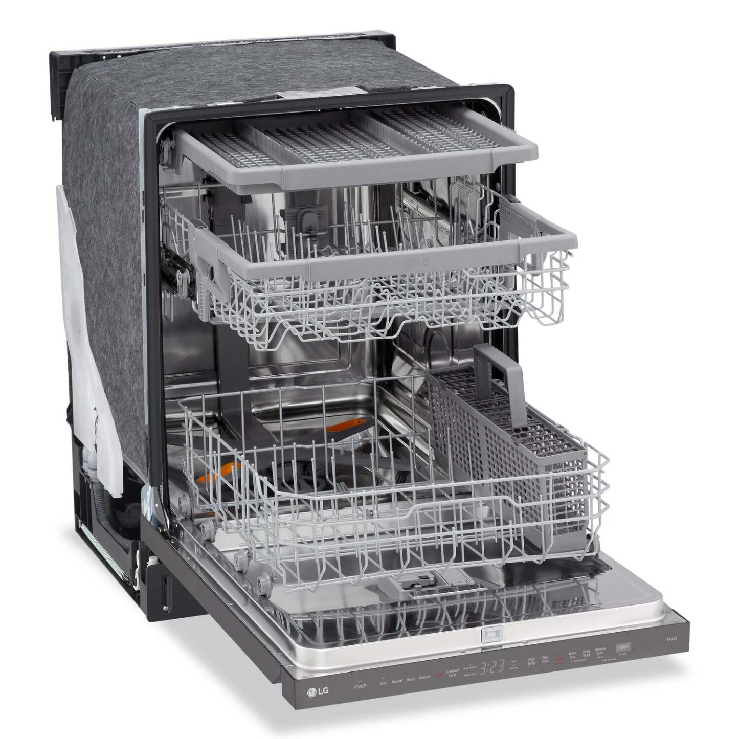 Lave-vaisselle intelligent encastré LG à 24 po et 46 dBA avec commandes sur le dessus et QuadWash®Pro - Résistant aux taches en acier inoxydable noir…