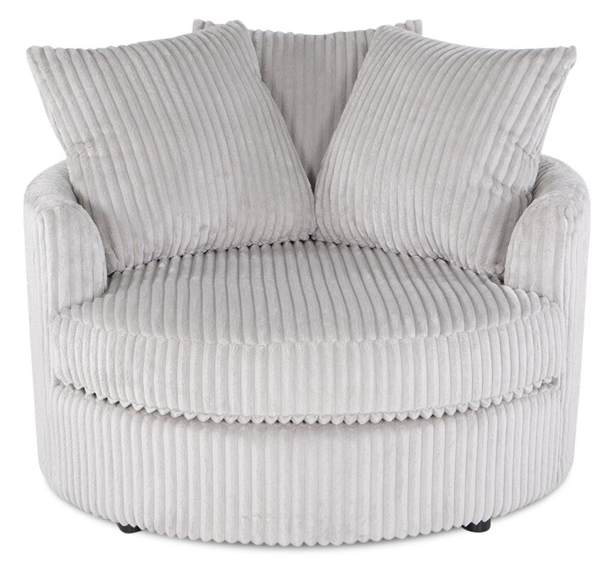 Fauteuil d’appoint Cuddler Grande de 48 po fabriqué au Canada en tissu de chenille - gris Groove Mist