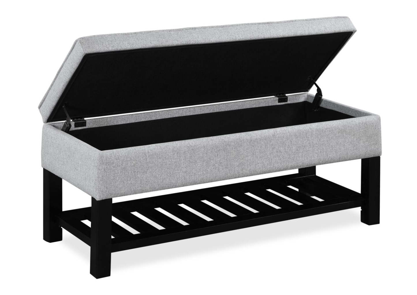 Ryan 43.5 Storage Bench with Bottom Shelf - Light Grey|Banc de rangement Ryan de 43,5 po avec tablette Inférieure - gris clair
