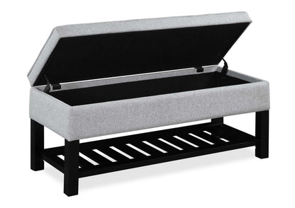 Ryan 43.5 Storage Bench with Bottom Shelf - Light Grey|Banc de rangement Ryan de 43,5 po avec tablette Inférieure - gris clair