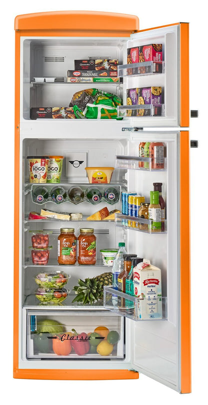 Réfrigérateur Classic Rétro d'Unique de 24 po et de 11 pi3 à congélateur supérieur - orange creamsicle - UNQ-310L O TM
