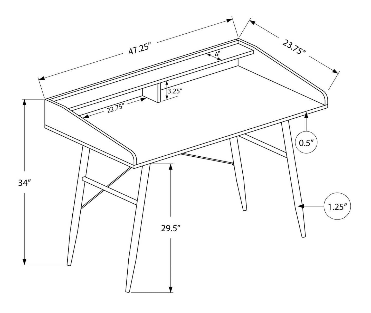 Bureau Jeremy 47.25 avec petite niche - aspect pierre grise|Bureau Jeremy de 47,25 po avec petite crédence - imitation de pierre grise