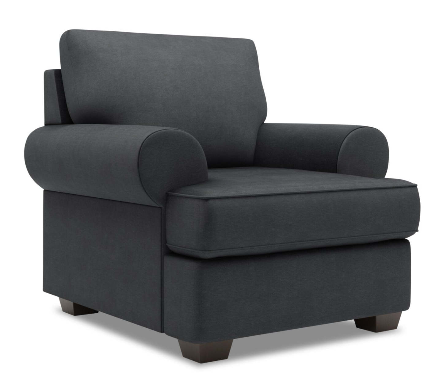 Fauteuil Roll de Sofa Lab de 42 po fabriqué au Canada en tissu d'apparence lin avec accoudoirs enroulés - gris Pax Pepper | RO302949