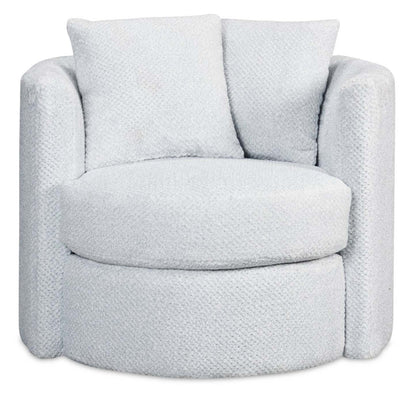 Made in Canada Petite 36 Chenille Fabric Swivel Cuddler Accent Chair - Teddy Star Grey | Fauteuil d’appoint pivotant Cuddler Petite de 36 po fabriqué au Canada en tissu de chenille - gris Teddy Star