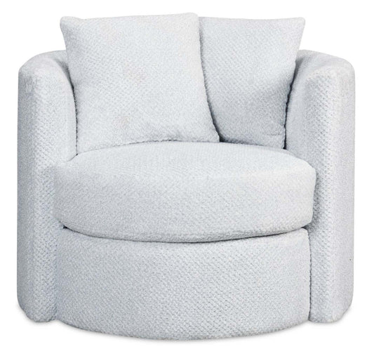 Made in Canada Petite 36 Chenille Fabric Swivel Cuddler Accent Chair - Teddy Star Grey | Fauteuil d’appoint pivotant Cuddler Petite de 36 po fabriqué au Canada en tissu de chenille - gris Teddy Star
