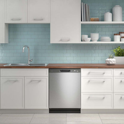 GE 24 59 dBA Built-In Front-Control Dishwasher with Piranha Hard Food Disposer - Stainless - GDF510… | Lave-vaisselle encastré GE de 24 po et de 59 dBA avec commandes à l’avant et broyeur d’aliments soli…