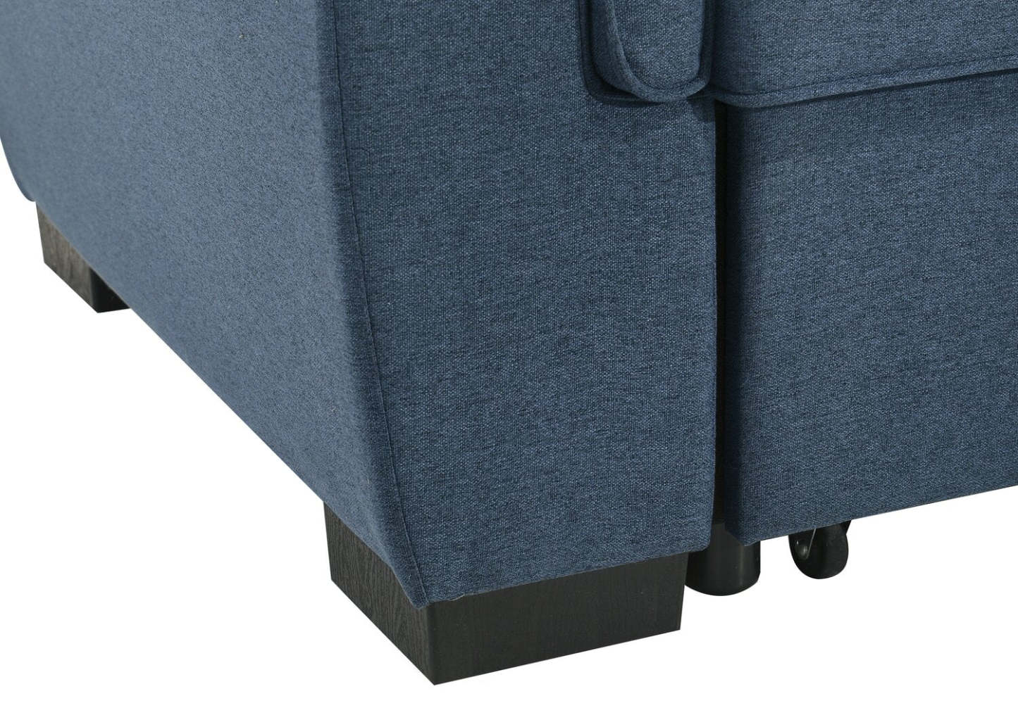 Sofa-lit sectionnel réversible Eden 2 pièces en tissu avec fauteuil long de rangement et coussins de dossier amovibles - bleu