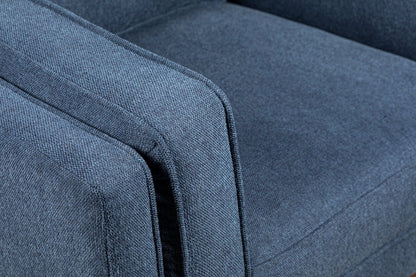 Fauteuil Kassia de Kort & Co. de 40,9 po en tissu d’apparence lin avec base et pattes en bois - bleu