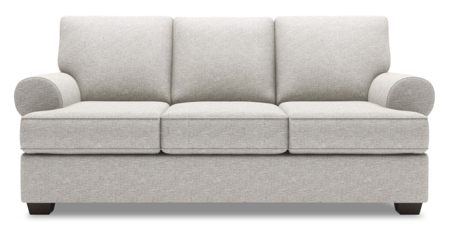 Fabriqué au Canada Canapé Personnalisable Roll 86 Canapé en Tissu Chenille avec Accoudoirs Roulés - Argent Luxe | Canapé Roll de Sofa Lab de 86 po fabriqué au Canada en tissu de chenille avec accoudoirs enroulés - Argent Luxe | RO102793