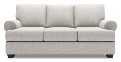Fabriqué au Canada Canapé Personnalisable Roll 86 Canapé en Tissu Chenille avec Accoudoirs Roulés - Argent Luxe | Canapé Roll de Sofa Lab de 86 po fabriqué au Canada en tissu de chenille avec accoudoirs enroulés - Argent Luxe | RO102793