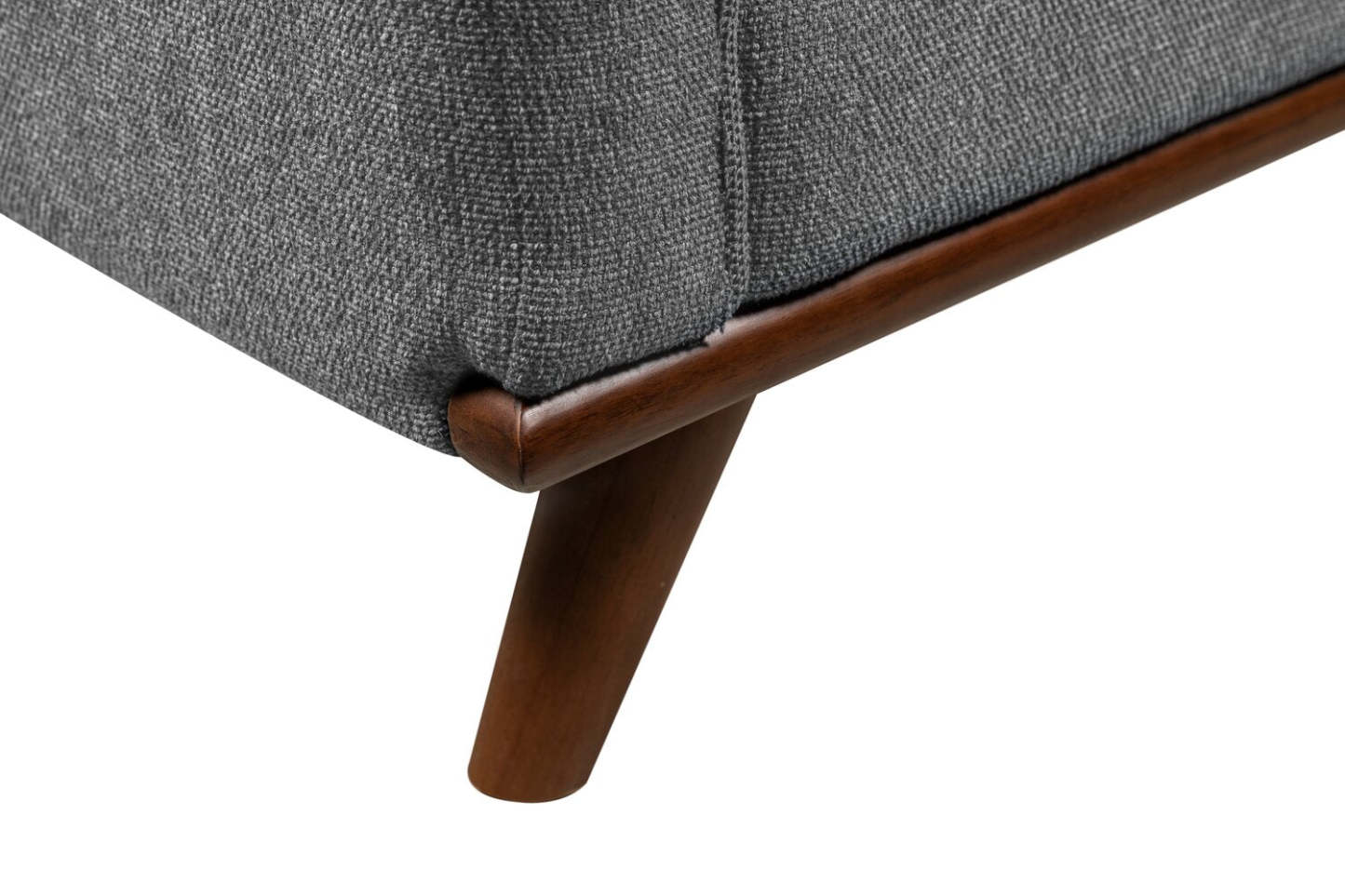 Kort & Co. Causeuse Kassia 65,4 po en tissu d’apparence lin avec base et pattes en bois - grise