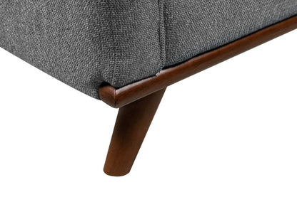 Kort & Co. Causeuse Kassia 65,4 po en tissu d’apparence lin avec base et pattes en bois - grise