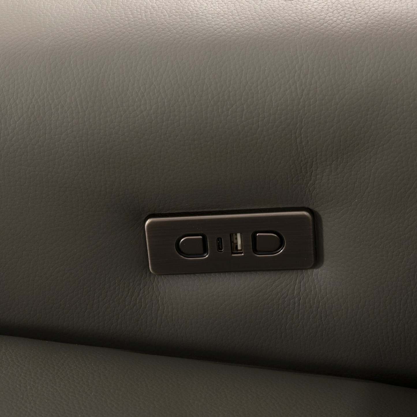 Sofa sectionnel de gauche à inclinaison électrique Valentino 3 pièces en cuir véritable avec appuie-têtes réglables - gris