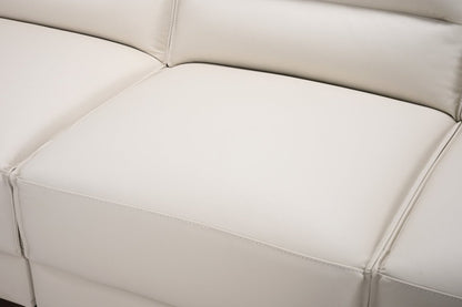 Citadel 3-Piece Left-Facing Top-Grain Genuine Leather Sectional with Wood Legs - Frost White | Canapé sectionnel gauche Citadel 3 pièces en cuir véritable de qualité supérieure avec pieds en bois - blanc givré