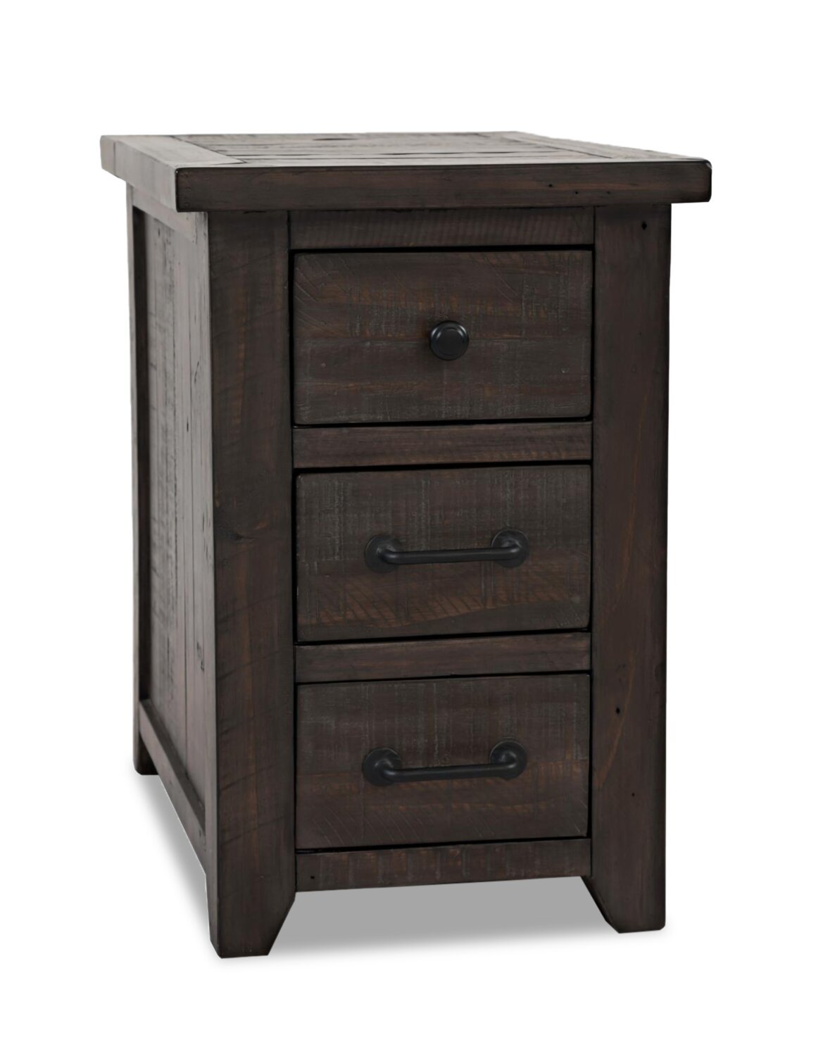 Morgan 16 Rustic Powered Chairside Table with Storage - Dark Brown with Reclaimed Wood|Table de fauteuil rustique Morgan de 16 po avec rangement - brun foncé avec bois recyclé