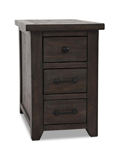 Morgan 16 Rustic Powered Chairside Table with Storage - Dark Brown with Reclaimed Wood|Table de fauteuil rustique Morgan de 16 po avec rangement - brun foncé avec bois recyclé