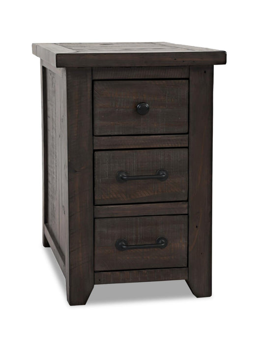 Morgan 16 Rustic Powered Chairside Table with Storage - Dark Brown with Reclaimed Wood|Table de fauteuil rustique Morgan de 16 po avec rangement - brun foncé avec bois recyclé