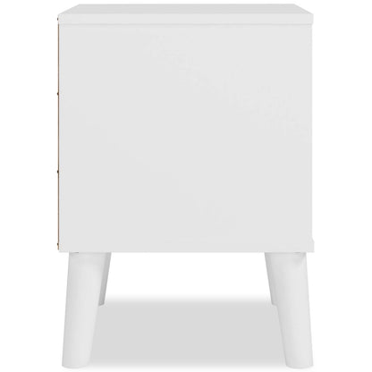 Table de chevet Wolf à 1 tiroir, 23,7 L x 21,9 H, Moderne Mid-Century - Bicolore Blanc et Naturel | Table de nuit moderne du milieu du 20e siècle Wolf de 23,7 po (L) x 21,9 po (H) à 1 tiroir - deux teintes, blanc et naturel