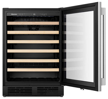 Hisense 5,4 Cu. Fort. Refroidisseur à vin de 54 bouteilles avec Wi-Fi et porte réversible - Acier inoxydable - HWS054N6SS | Refroidisseur à vin Hisense de 5,4 pi3 pour 54 bouteilles avec Wi-Fi et porte réversible - acier inoxydable - HWS054N6SS | HWS054NS