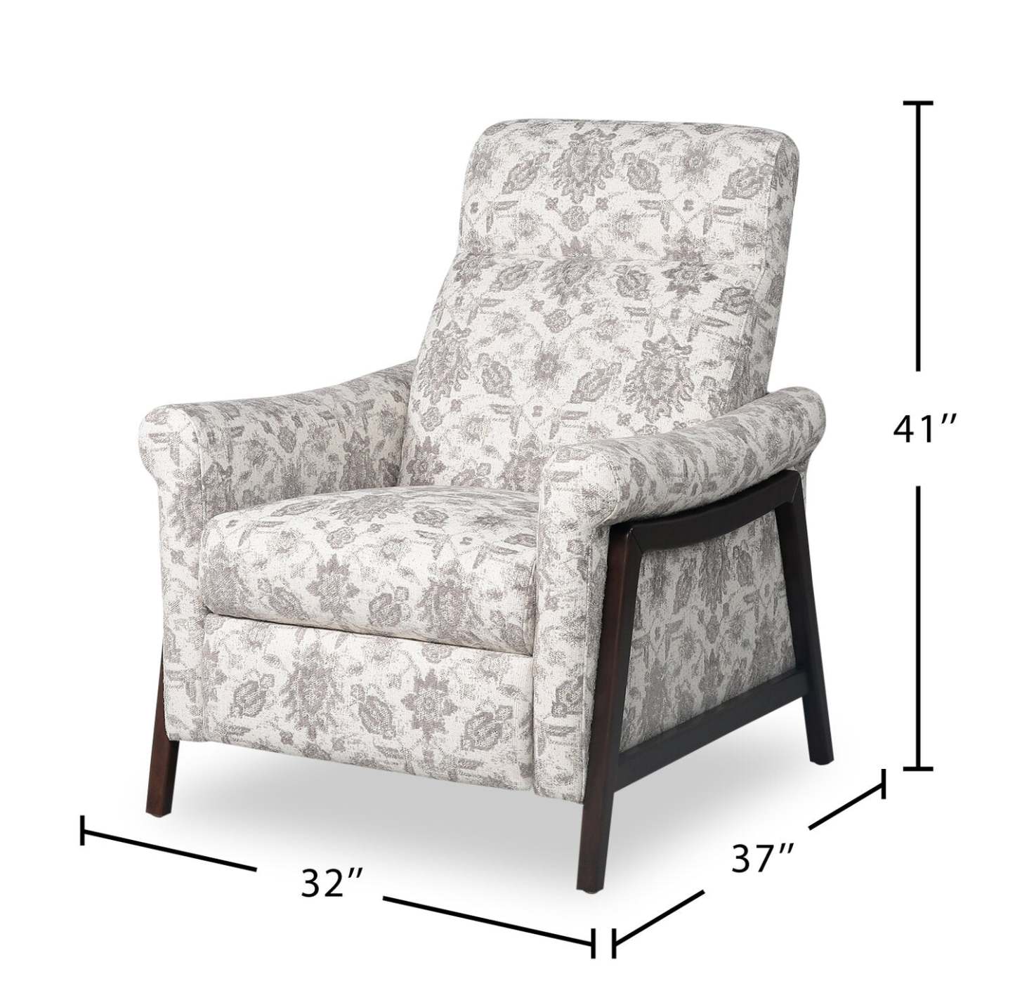 Fauteuil à inclinaison par poussée Mallie de 32 po en tissu chenille - ardoise multicolore Limbu