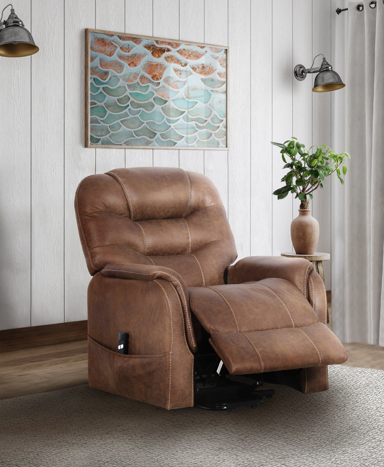 Landon 34 Microfibre Power Lift Reclining Chair - Brown | Fauteuil inclinable électrique Landon de 34 po en microfibre - brun