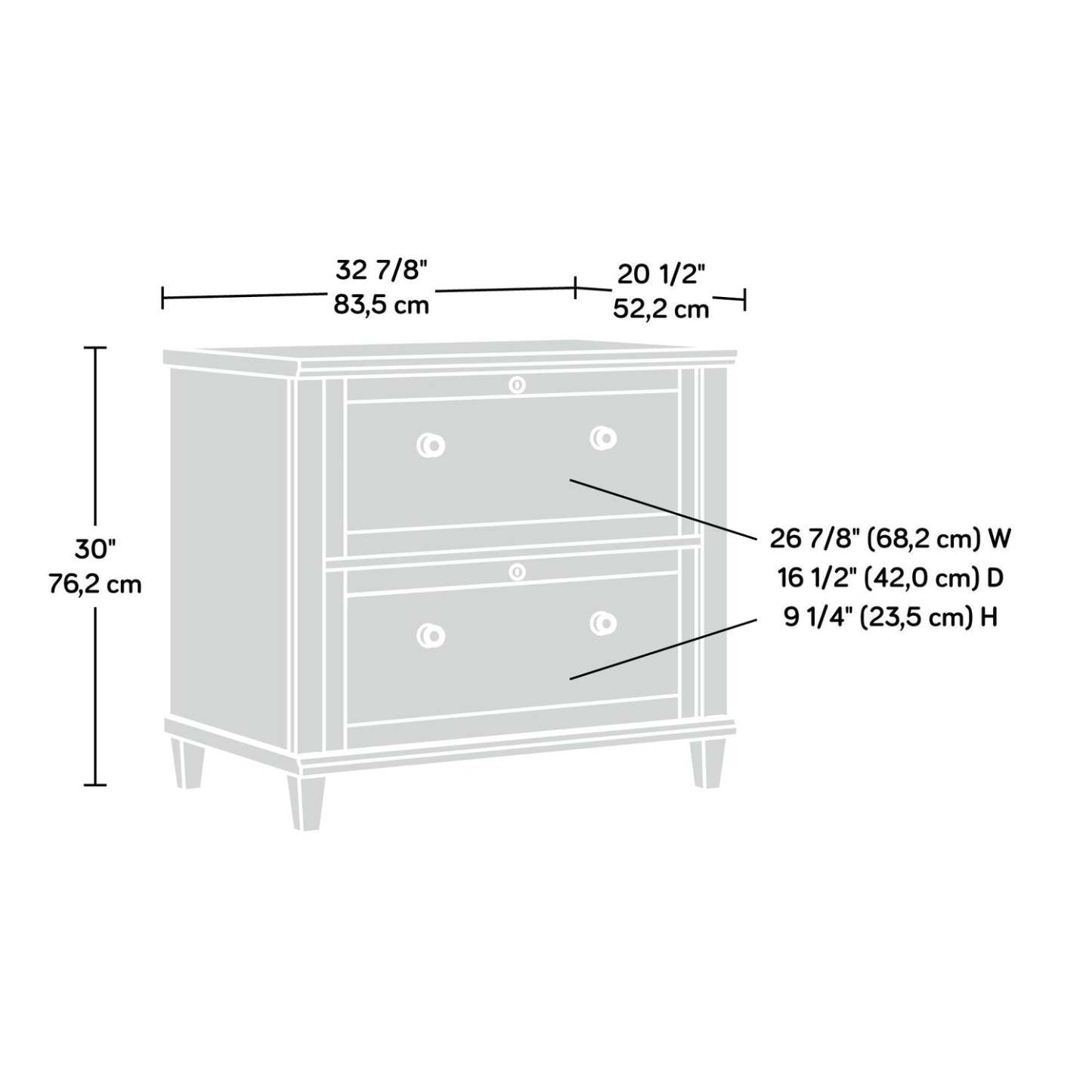 Orson 32.87 2-Drawer Filing Cabinet - Chalk Oak | Classeur Orson de 32,87 po à 2 tiroirs - chêne crayeux
