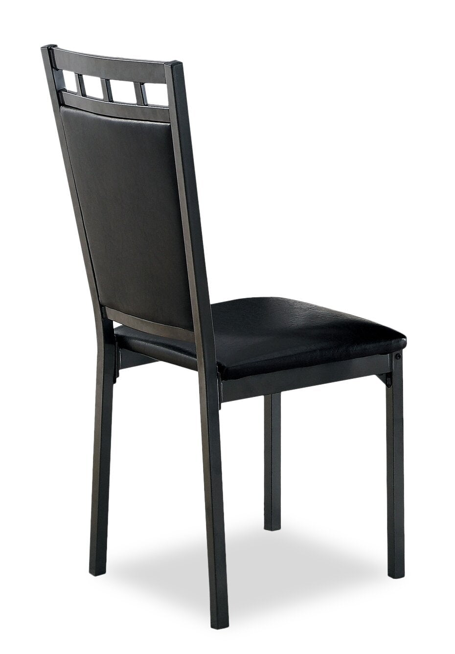 Marc Ensemble de salle à manger 5 pièces avec table et 4 chaises, plateau aspect marbre, métal, 48 W - Noir | Ensemble de salle à manger Marc 5 pièces en métal avec table de 48 po (L), dessus en imitation de marbre et 4 chaises - noir