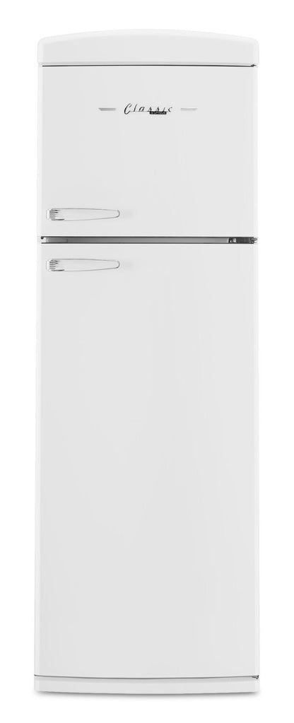 Unique Classique Rétro 24 11 Pi Cu. Réfrigérateur à congélateur supérieur – Blanc guimauve - UNQ-310L W TM | Réfrigérateur Classic Rétro d'Unique de 24 po et de 11 pi3 à congélateur supérieur - blanc guimauve - UNQ-310L W TM